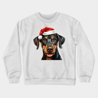 Christmas Peeking Doberman Pinscher Dog Crewneck Sweatshirt